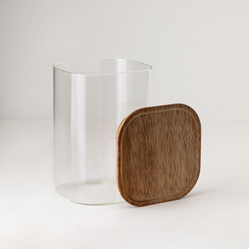 Банка для хранения квадратная glass acacia, 1,1 л
