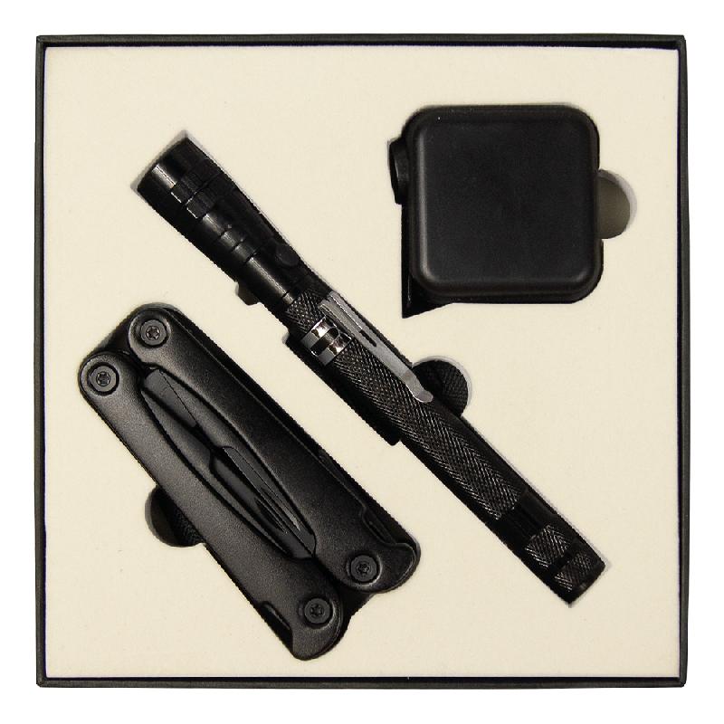 Набор подарочный Solution Superior Trio (Фонарь телескопический Tools Flashlight, рулетка Tools Master, 3 метра, Мультитул Tools Hardwork)