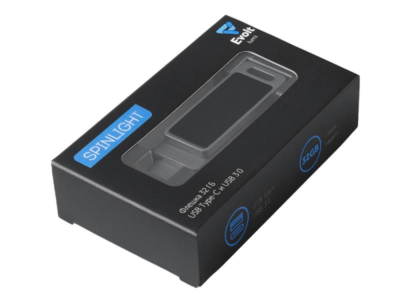 USB3.0/ Type-C флешка 2в1 на 64 ГБ Спинлайт с подсветкой