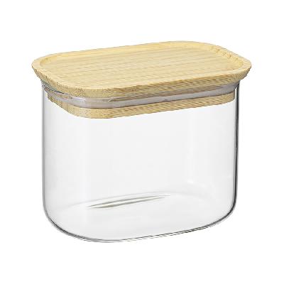 Банка для хранения прямоная glass bamboo, 600 мл