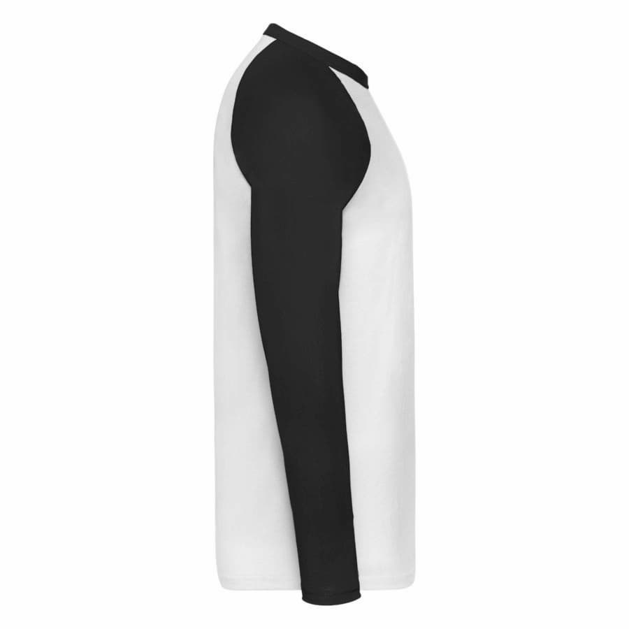 Футболка "Long Sleeve Baseball T", белый с черным_S, 100% х/б, 160 г/м2