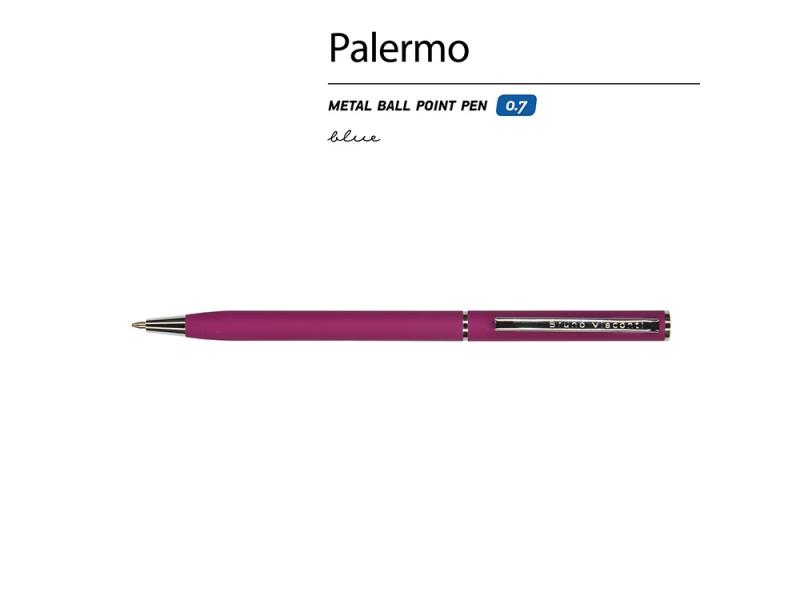 Ручка металлическая шариковая Palermo, софт-тач