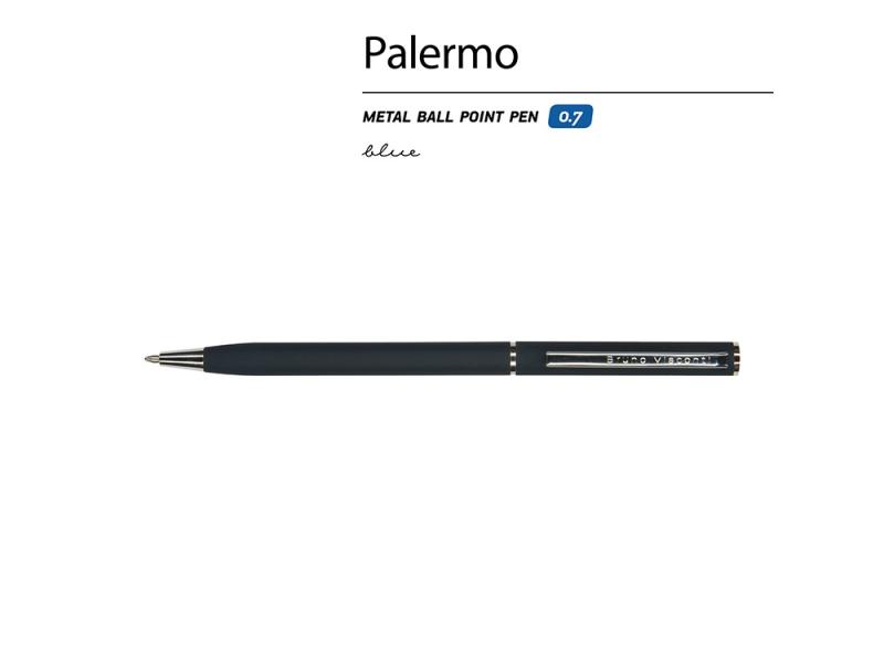 Ручка металлическая шариковая Palermo, софт-тач