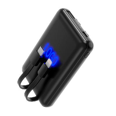 Внешний аккумулятор Eron с подсветкой гравировки, 5000 mAh, чёрный/синий