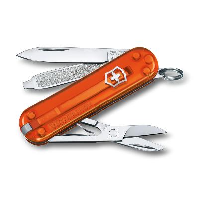 Ножбрелок VICTORINOX Classic SD Colors "Fire Opal", 58 мм, 7 функций, полупрозрачный