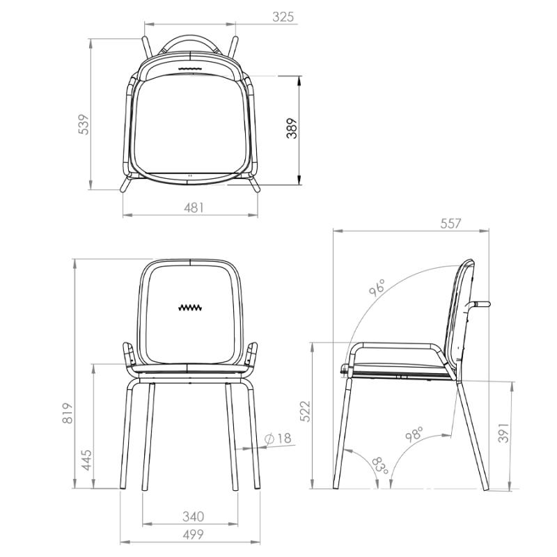 Стул ror, double frame, рогожка