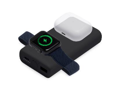 Внешний беспроводной аккумулятор 2-в-1 с функцией зарядки Apple Watch, QC/PD AtomIQ, 10000 мАч