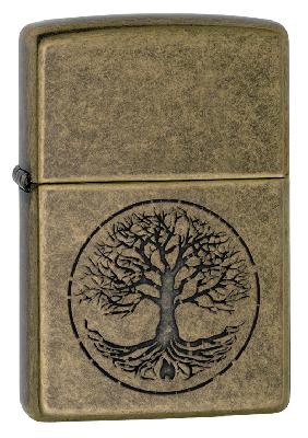 Зажигалка ZIPPO Classic с покрытием Antique Brass™, латунь, медная, овая, 38x13x57 мм