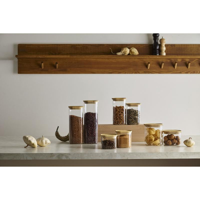 Банка для хранения квадратная glass bamboo, 1,1 л